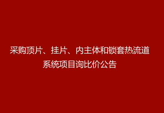 珠海經(jīng)濟(jì)特區(qū)龍獅瓶蓋有限公司采購(gòu)頂片、掛片、內(nèi)主體和鎖套熱流道系統(tǒng)項(xiàng)目詢(xún)比價(jià)公告